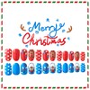 Christmas Press on Nails Blue Red Short Square Fake Nails