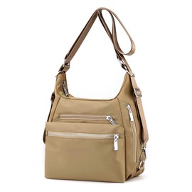 Yanaier Shoulder Bag, Crossbody Shoulder Bag, Popular, Backpack, 2-Way Multi-functional, Stylish, Nylon, Waterproof, School, Lightweight, Travel, Outdoor, Large Capacity Mom Bag, Khaki