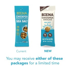 BIENA Sea Salt Roasted Chickpeas Snack Pack 10 Pack Vegan Protein Gluten Free