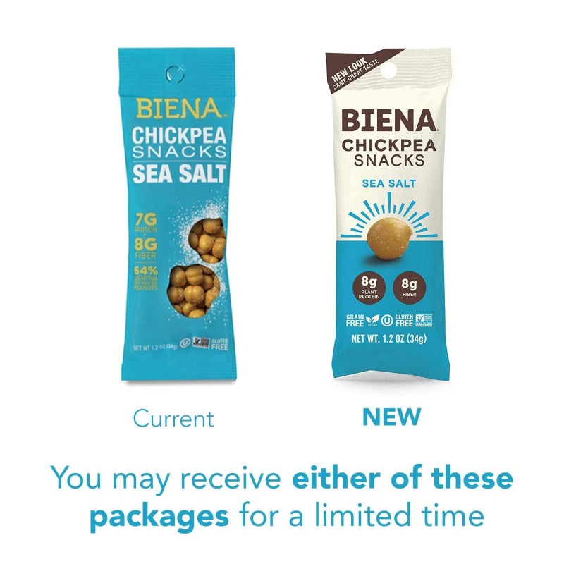 BIENA Sea Salt Roasted Chickpeas Snack Pack 10 Pack Vegan