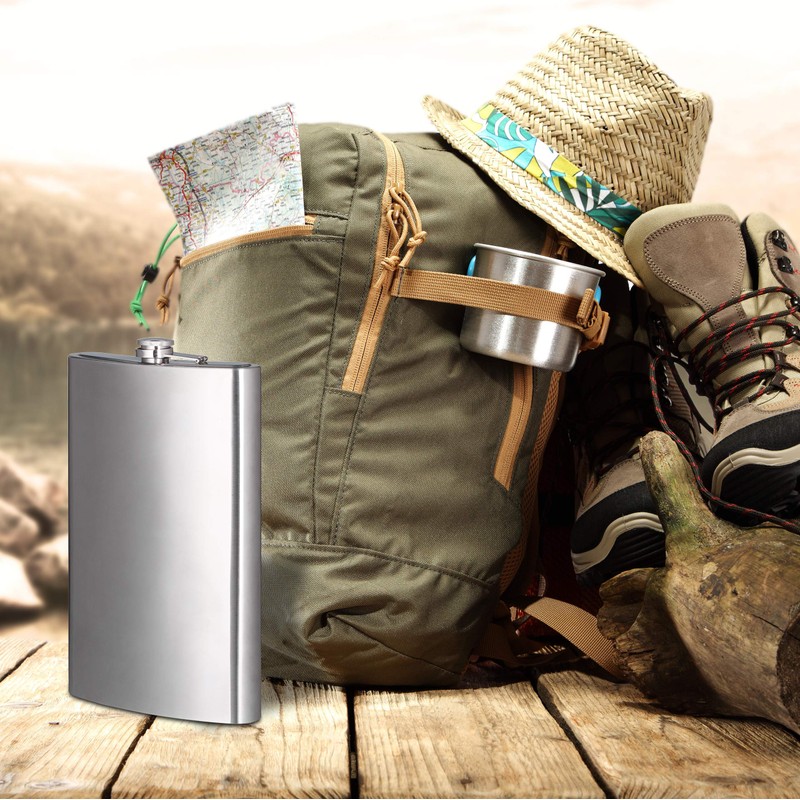 Relaxdays Flachmann XXL aus Edelstahl, Riesen Flachmann mit 1,8l Fassungsvolumen,