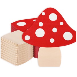 Whaline 100 Pack Fall Mushroom Paper Napkin 2Ply Red Jungle Mushroom Disposable Napkins Forest Plant Dessert Dinner Hand Napkin for Fall Autumn Birthday Fairy Garden Party Baby Shower, 6.5 x 5.8 Inch