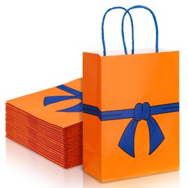 Whaline 24 Pcs Anime Theme Paper Bags with Handles Orange Blue Candy Treat Goodie Gift Bags for Cartoon Animation Birthday Party Favor Supplies, 5.9 x 8.3 x 3.1 Inch