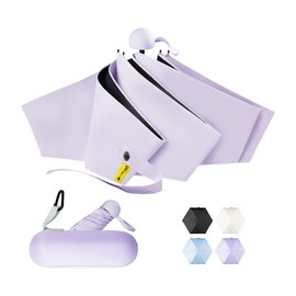 Lilac Travel Compact Mini Umbrella for Rain Lightweight UV Sun Protection, Portable Pocket-Sized small Umbrella with Quickdraw & Case for Women, Men & Kids 1Pack