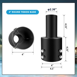 Koiyingnote 4 Inch Round Pole Tenon Adapter for Light Pole, 2 3/6 in Round Tenon Adapter for LED Parking Lot Light, Street Light, Outdoor Lighting, Parking Lot Light
