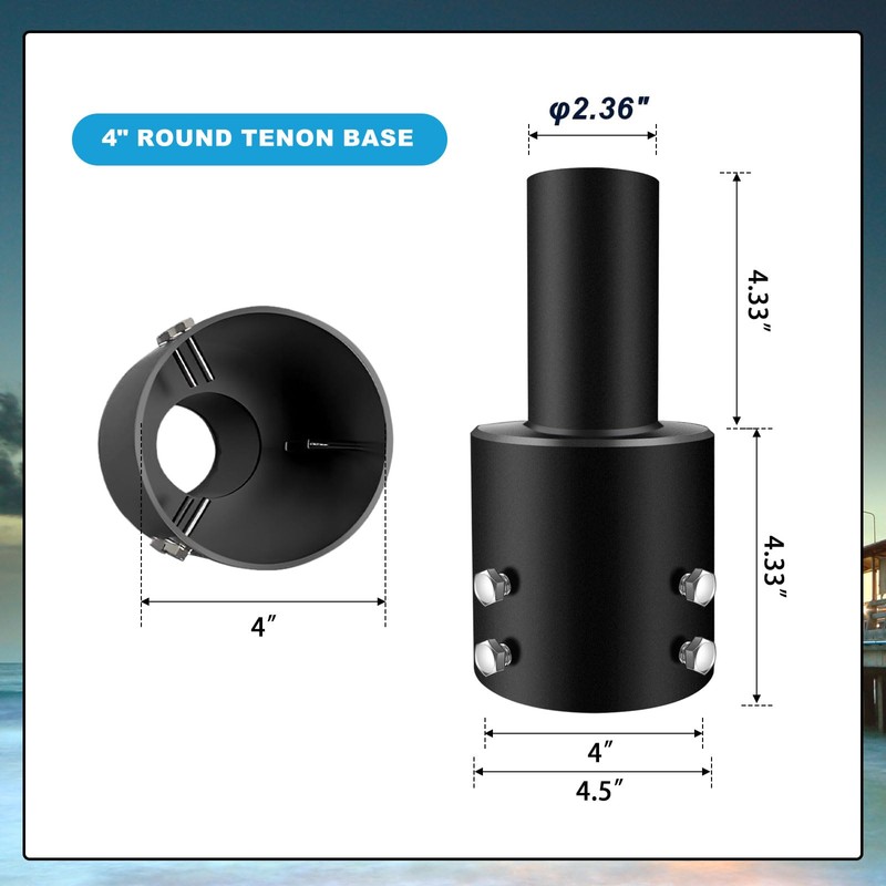 Koiyingnote 4 Inch Round Pole Tenon Adapter for Light Pole,