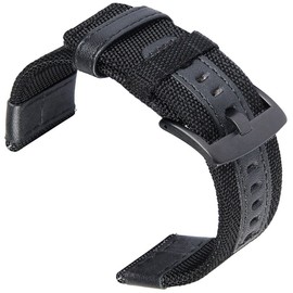 OTOPO 24mm Watch Bands, 24mm Quick Release Watch Band Premium Nylon Woven with Leather Replacement Wrist Band Strap for Suunto TRAVERSE and Any Watches with 24mm lug Smartwatch (24mm, Black)