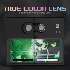 Accoral 3.94" x 3.66" Large Viewing Hemispherical lense Welding Helmet, 1/1/1/1 True Color Auto Darkening Welding Hood Mask, 4 Arc Sensor Wide Shade for TIG, MIG, ARC, Plasma Cut, Grind, Mecha Style