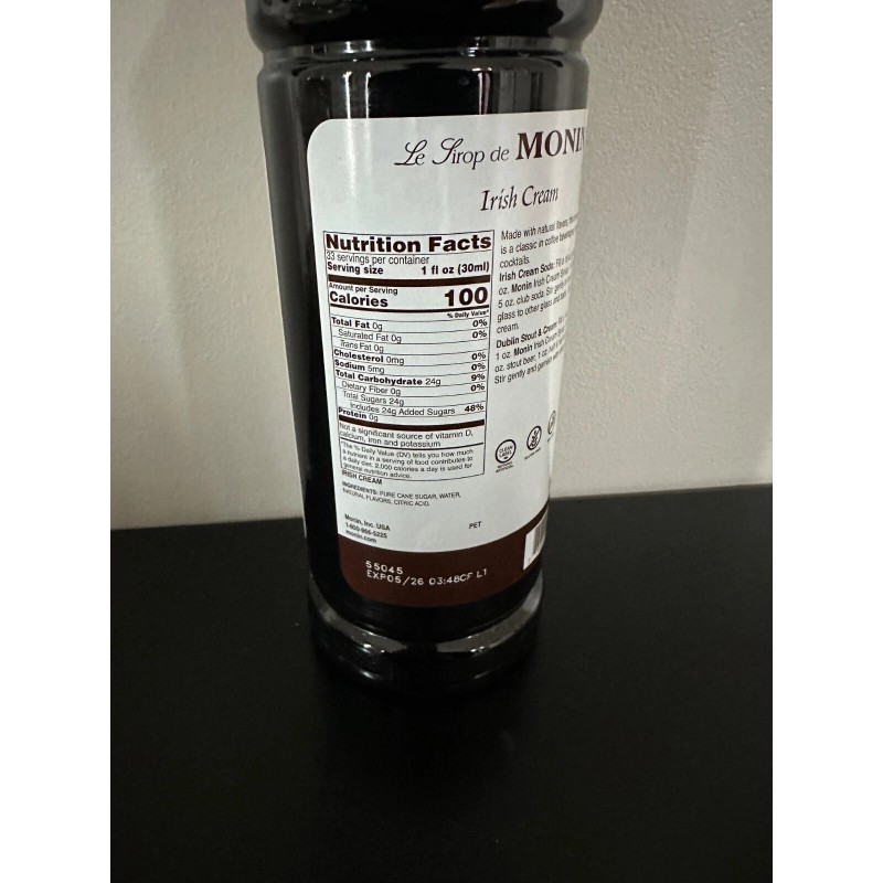 LE SIROP DE MONIN IRISH CREAM SYRUP UNOPENED BRAND NEW