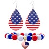 Patriotic 4th of July Flag Earrings Bracelet Set for Women
