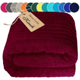 Lashuma Bath Towel Large 100 x 200 cm Cherry Red - Extra Soft & Absorbent Sauna Towel for Women and Men, High-Quality Cotton, Easy Care & Durable
