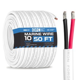 Iron Forge Cable 10 Gauge Marine Wire - 50 Foot, 10 AWG Cable for Boat Wiring, 10/2 Tinned Copper Duplex Marine Grade Outdoor Electric Wire for Boat, Dock, RV, Solar, and Automotive