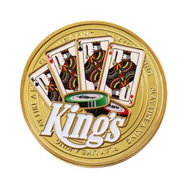 Play Like A King Casino Poker Challenge Gold Plated Coin - Premium Collectible with Intricate Poker King Design