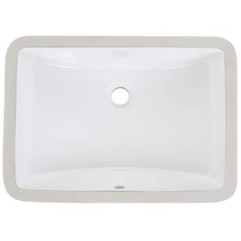 Undermount Bathroom Sink, Enbol Modern Rectangular White Porcelain Ceramic Vessel Sink ECU1812