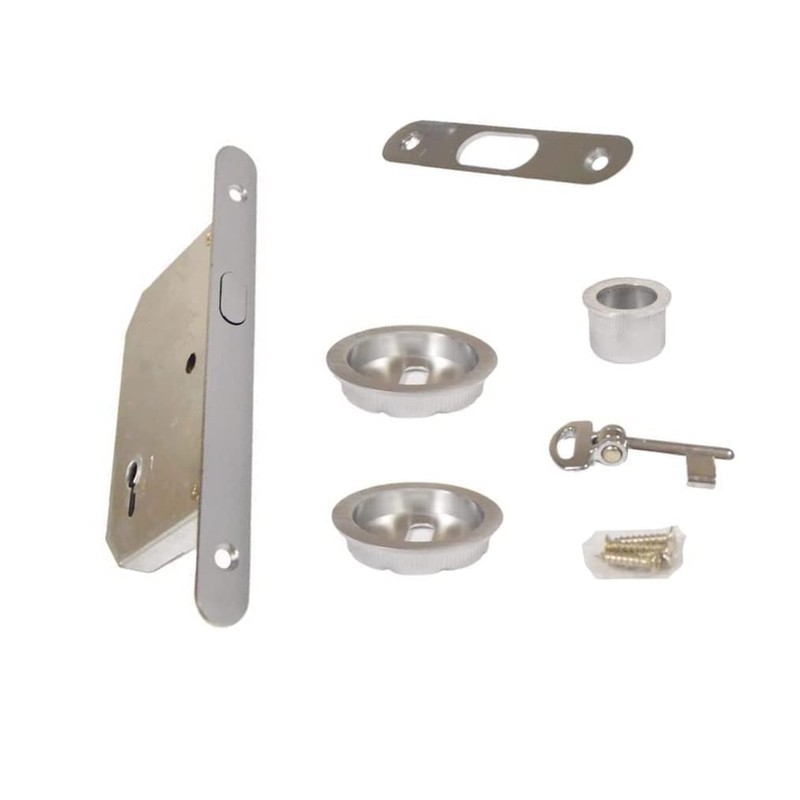 bricoleva.it Sliding Door Lock Set Round Rosette with Key Handle