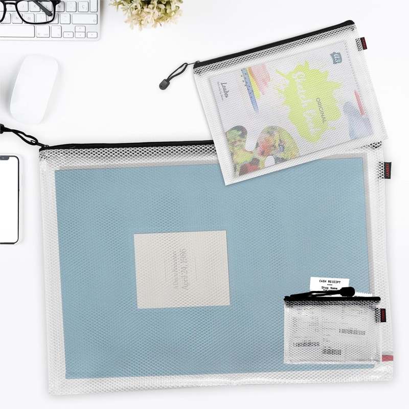 Premium Passport Size Black Zip Mesh Bag by Janrax