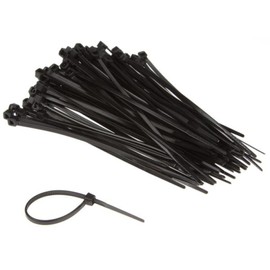 Perel Set of 100 Nylon Cable Ties 2.5 x 100 mm Black UV-Resistant Stable