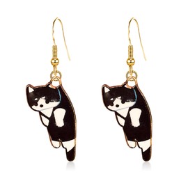 Vavhoo Aesthetic Funny Cute Animal Cat Vavhoo Dangle Earrings for Women Cartoon Kitten Drop Earring Party Jewelry Gifts Lover Birthday Gifts Party Favors (Black)
