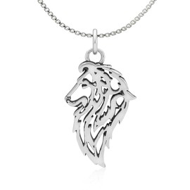 Dazzling Paws Jewelry Sterling Silver Shetland Sheepdog Pendant on 18" Snake Chain
