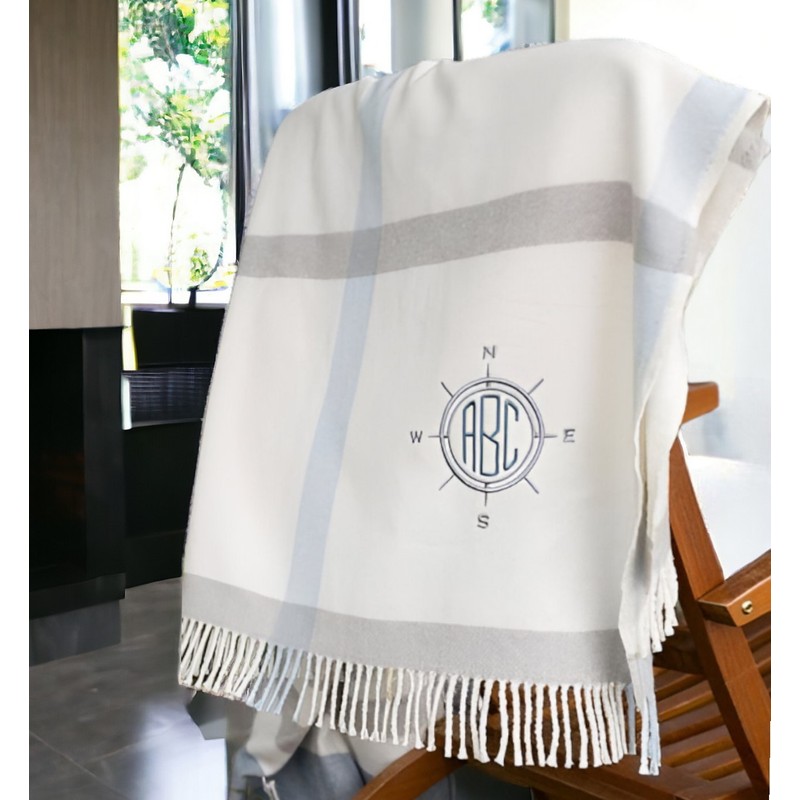 HomeRoots Plush Multi Blue Plaid Throw Blanket with Tassels