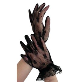 Krautwear® Women’s Gloves Lace Elbow-Length Evening Gloves Bridal Short Ruched Satin Bow -