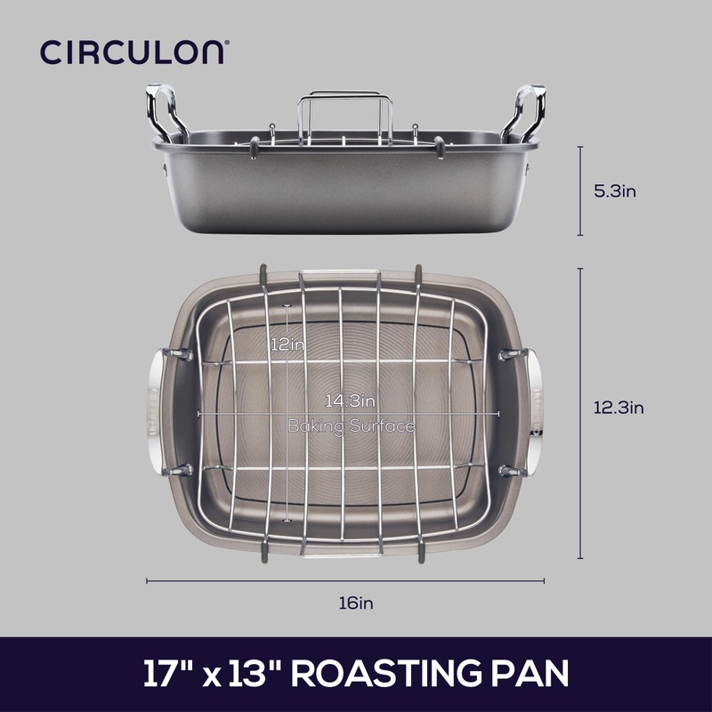 Circulon Nonstick Roasting Pan / Roaster with Rack - 17