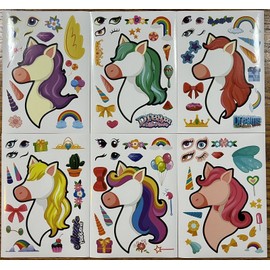 Unbranded 6 Unicorn Make A Face Stickers 6 Sheets Scrapbook Crafts Kids US Seller