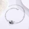 CHENGHONG Cat Anklet for Women 925 Sterling Silver Black Cat