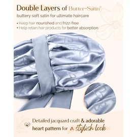 YANIBEST Double Layer Silk Satin Bonnet for Sleeping Women Printed Pattern Satin Bonnet with Tie Band for Women Curly Natural Hair
