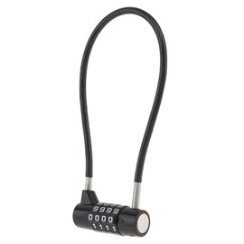 HOJLKLD Combination Lock Cable Lock with 4 Digits,Combination Padlock with 12 inch Steel Cable,Cabinet Lock for Lockers,Gym,Gate, Fence,Toolbox,Hasp Storage,Closet (1, Black)