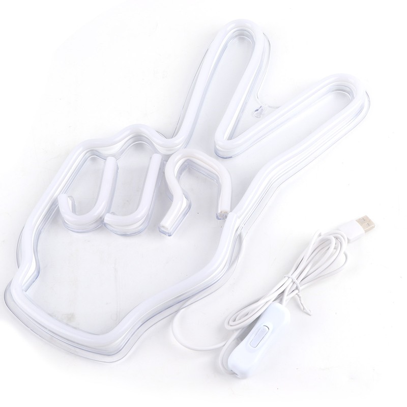Neon Sign Light Innovative Victory Gesture Decorative Lamp USB Powered