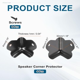 sourcing map 4 Pcs Speaker Cabinet Corners Protector 46x46x30mm Metal Stackable Guard Wrap Angle Case Edge Box Protection with 8 Pcs Installation Screw for Stage DJ Audio Sound Case
