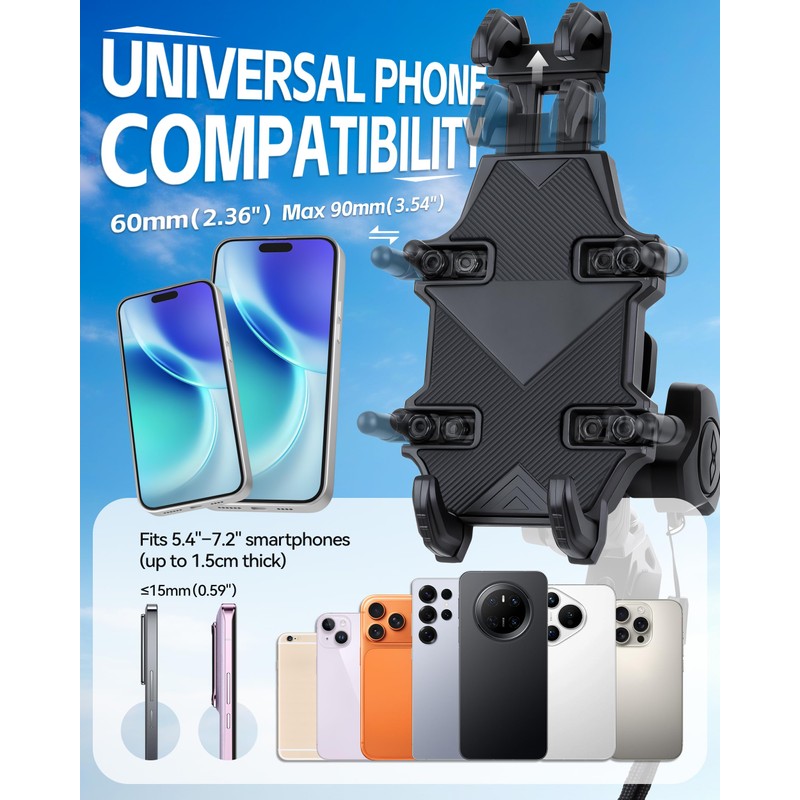 ZHILXN Anti-Theft Motorcycle Phone Mount with Vibration Dampener for ATV