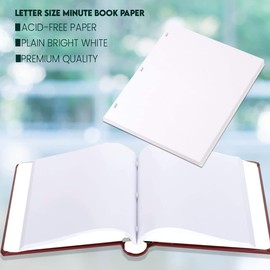 Performore 11 X 8.5 Inch Letter Size Minute Book Paper, 3 Hole Punched White Loose Leaf Minute Book Ledger Sheets, 200 Ledger Sheets for Record Keeping