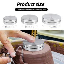 3Pack Ceramic Clay Pottery Throwing Trimming Spinner Tool,Clay Ceramics Rotarying Clay Small Tools Comes with Storage Box,Pottery Trimming Spinner for Trimming,Sculpting(30mm/38mm/45mm)