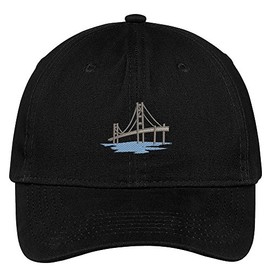 Trendy Apparel Shop Golden Gate Bridge Embroidered Low Profile Soft Cotton Brushed Baseball Cap - Black