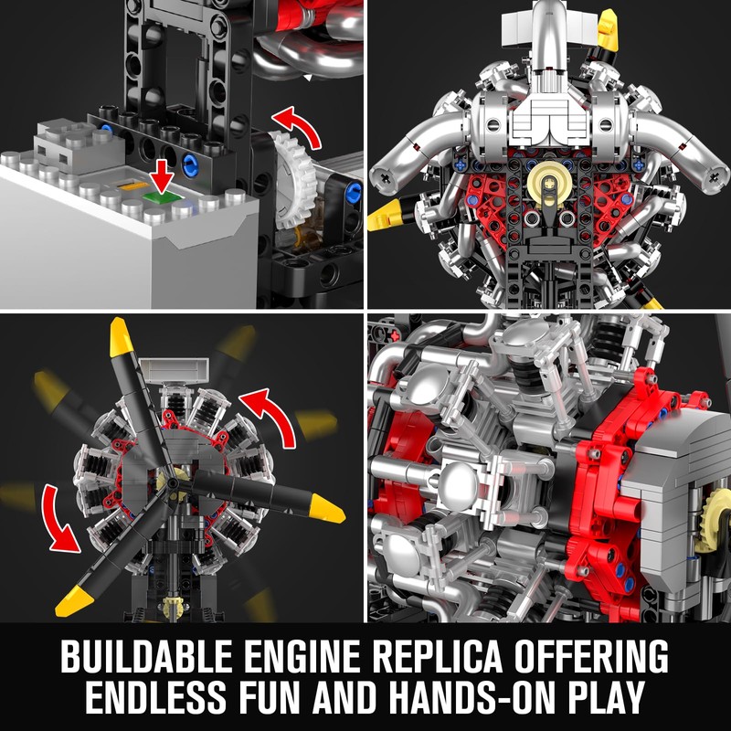 Mould King 10211 Aircraft Engine Model That Works, 1147PCS Transmission