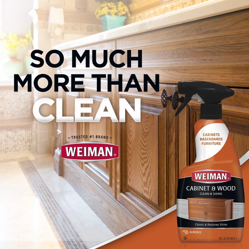 Weiman Cabinet Wood Clean and Shine Fresh Almond Scent Protects