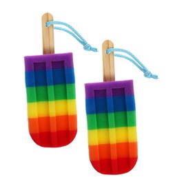 FRCOLOR 2Pcs Colorful Ice Cream Shaped Soft Body Scrubber Exfoliating Shower Sponge for Fun Bathing Experience Efficient Dead Skin Removal Versatile Bath Tool