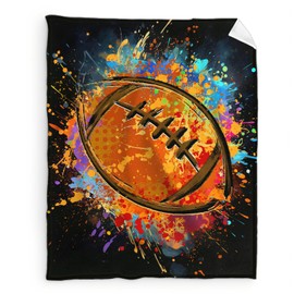 Football Blanket Gifts for Football Lovers - 60x50 Inches Sport Throw Blanket for Boys Men - Black Cute Soft Fuzzy Blankets for Bed Couch Travel