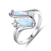 Barzel 18K White Gold Plated Created Fire Opal Ring With
