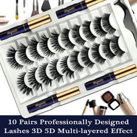 AkesuLash Magnetic Eyelashes Natural Look, Magnetic Lashes, Magnetic Eyelash kit, Magnetic Eyeliner with Magnet False Lashes -Reusable and Cruelty-Free 10Pairs.