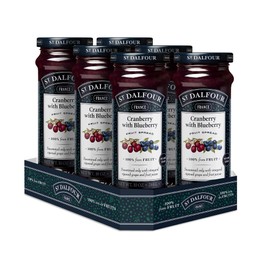 St. Dalfour Cranberry with Blueberry Fruit Spread - 10oz - 100% from Fruit, No Artificial Ingredients, Non GMO, No Cane Sugars, All Natural - Pack of 6