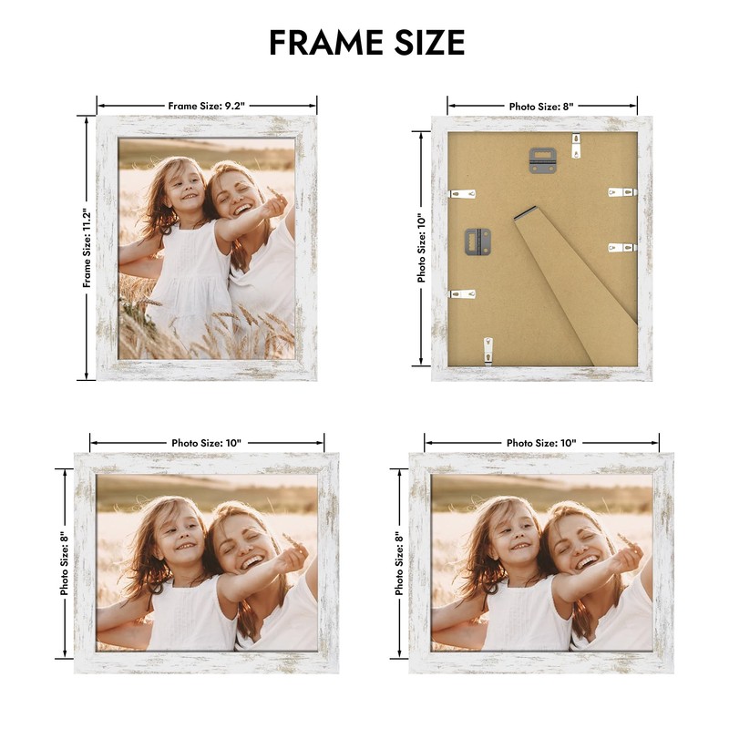 Hongkee 8x10 Picture Frame, Made of Real Glass and Wooden