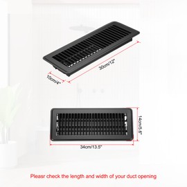 PATIKIL 12 x 4 Inch Floor Register, 1pcs Heavy Duty Air Vent Cover Steel Adjustable Decor Vents Easy Adjust Floor Grates for Sidewall Home Office, Black