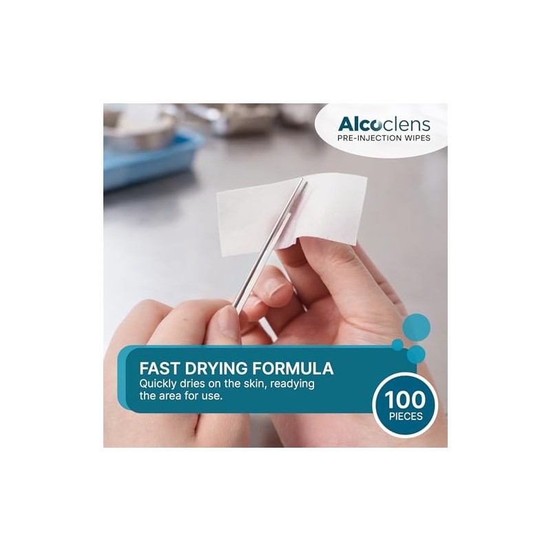 Pre-Injection Alcohol Wipes/Swabs Box of 100 Sachets