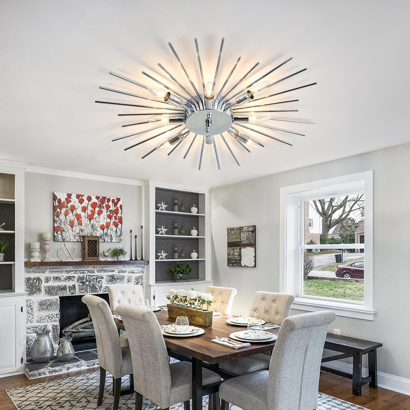 ZGLAOJT Semi Flush Mount 8 Light Ceiling Light Modern Metal