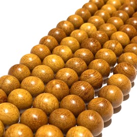 [ABCgems] Jackfruit Tree Nangka Hardwood (Gorgeous Wood Grain- Durable- Light Scent- Light Weight) Tiny 4mm Smooth Round Natural Organic Healing Energy Wood Beads