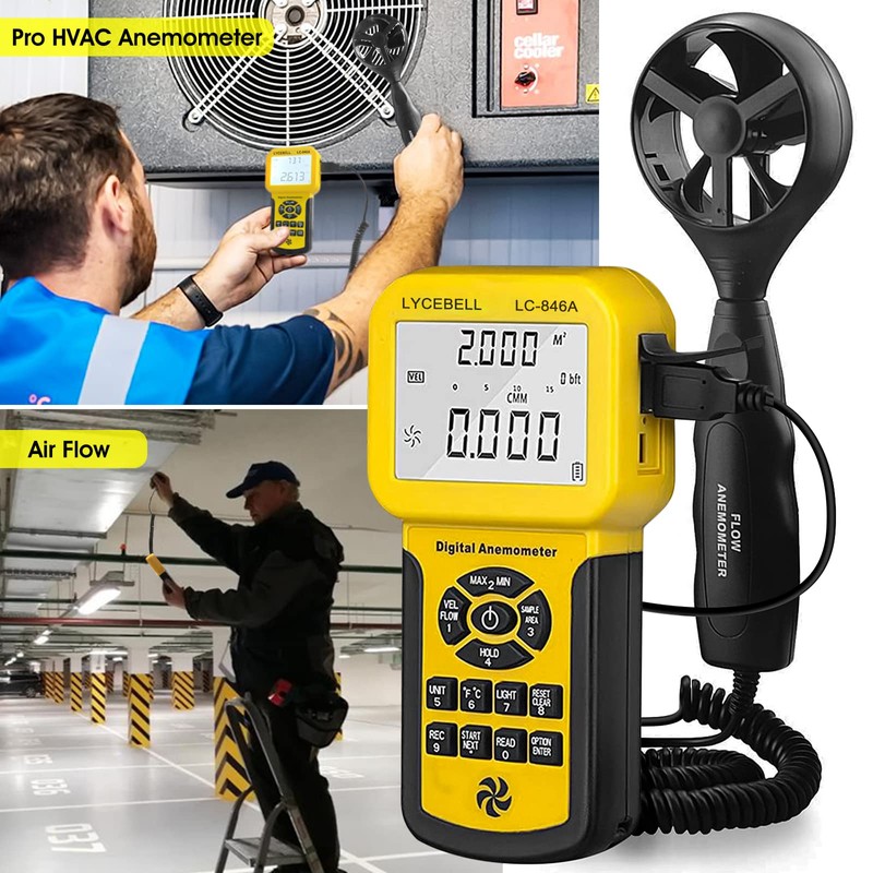 LYCEBELL LC-846A Pro Anemometer, Wind Speed Meter, Wind Velocity Airflow