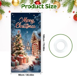 AOHMPT Christmas Snowman Door Cover Decoration, Festive Winter Scene Fabric Backdrop for Front Door, Xmas Holiday Decor Sign for Indoor Outdoor Party (T0006-1M)
